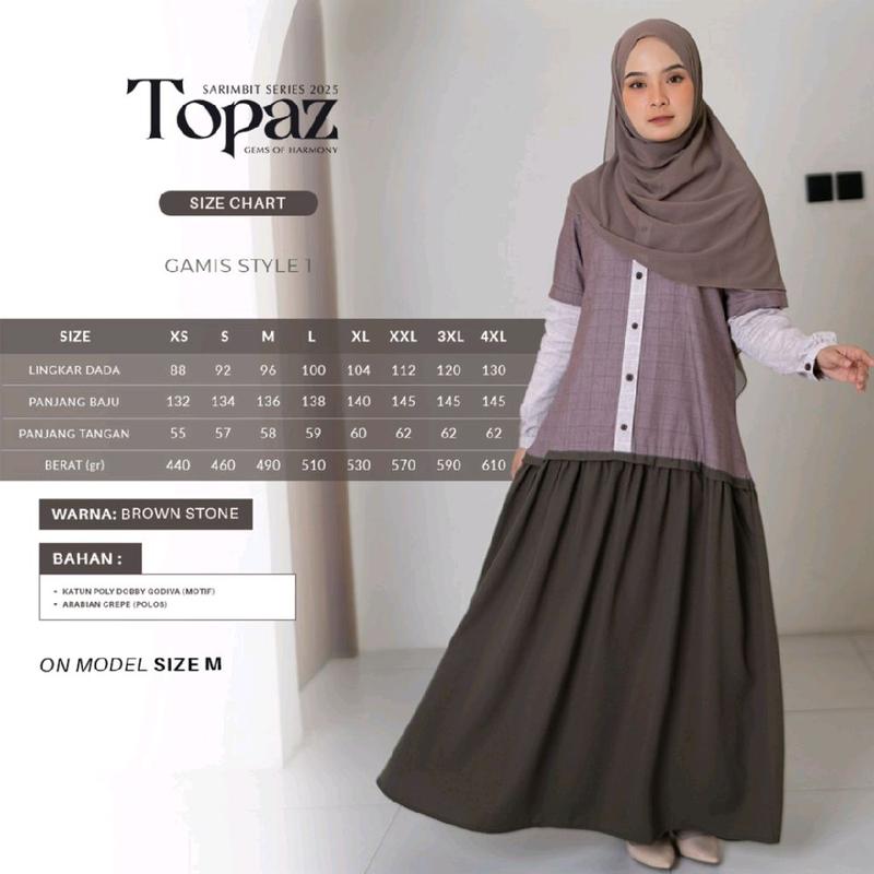 BROWN STONE TOPAZ SARIMBIT BAHAN ARABIAN CREPE MIX KATUN DOBBY baju lebaran , Wanita, Dress, Hitam, biru, coklat 2