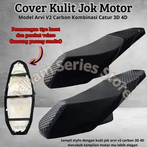 (Langsung Pasang) Jok Kulit Cover Sarung Jok Motor Arvi V2 Carbon Catur 3D 4D Premium Tahan Lama Anti Air & Cakar Kucing Desain Modern Elegan variasi Motif Samping abstrak murah