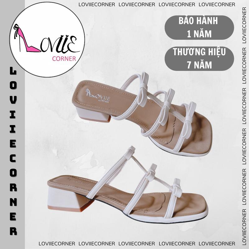  LOVIIECORNER - GUỐC NỮ MŨI VUÔNG PHONG CÁCH HIỆN ĐẠI - GUỐC NỮ THỜI TRANG 3 NƠ ĐƠN GIẢN - GUỐC NỮ ĐẾ VUÔNG 3CM D250537 