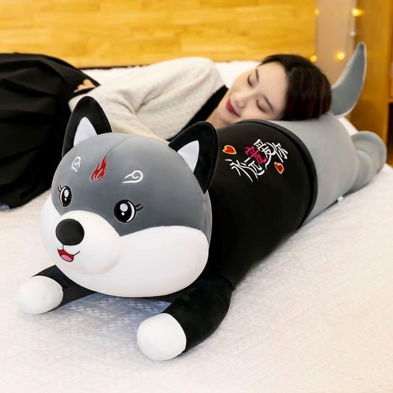 Bantal Guling Lying DOG HUSKI JUMBO 100cm Bahan Plush Premium Dolls Toys 5