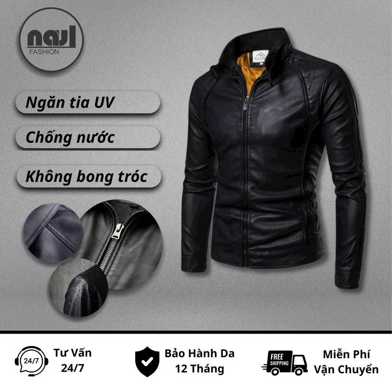 Áo Khoác Da PU Lót Lông BSO-001 Mẫu Mới Về Nam Kiểu Dài Tay Khóa Kéo Tiện Dụng