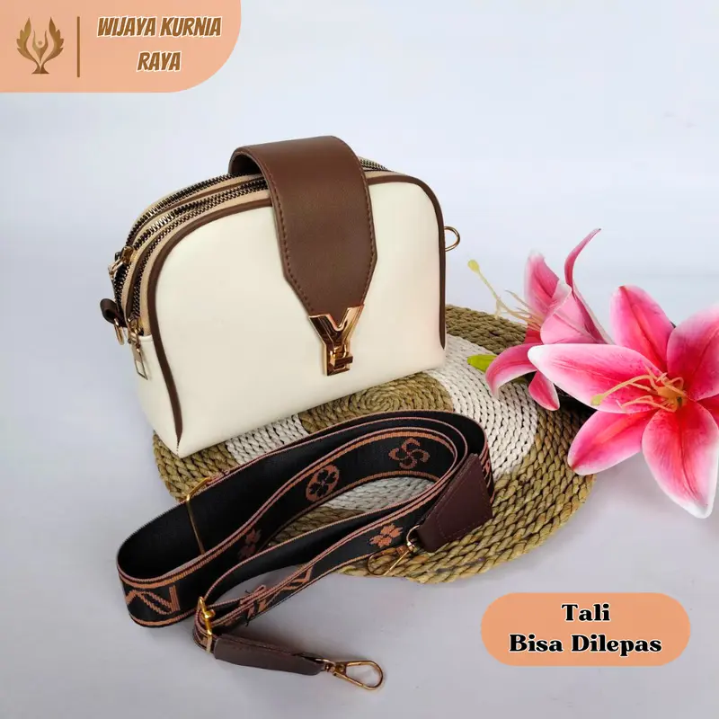 Tas Selempang Wanita Wrislet Yagumi 3 Ruang Tali Lebar Bahan Kulit Sintetis 5