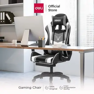 Deli Gaming Chair / Kursi Gaming Premium Quality Double Pillow Sandaran Kaki E4927