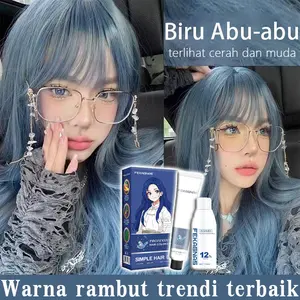 Cat Rambut Biru Cerah Tahan Lama|cat rambut,hair color,hair dye.Formula Tanpa Amonia Aman Kulit, Warna Tahan 30x Cuci.cat rambut hair color,warna rambut,warna rambut.Mudah Pakai Sendiri di Rumah, Kit Lengkap Sikat & Sarung Tangan,Cocok Semua Jenis Rambut