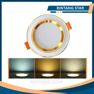 LAMPU DOWNLIGHT LED / 3 WARNA 7W / 220V / LAMPU PLAFON / PANEL LED / SILVER DAN GOLD