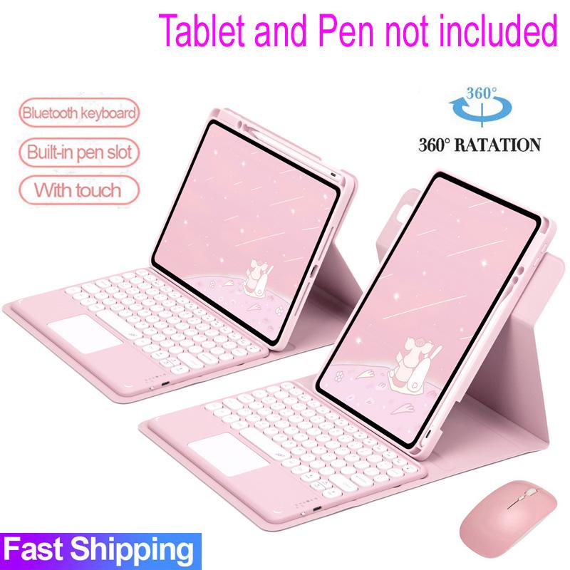 Vỏ xoay 360 ° với bàn di chuột, vỏ bàn phím cho iPad thế hệ thứ 7, thế hệ thứ 8, thứ 9, Bluetooth thế hệ thứ 10, bàn phím cảm ứng cho iPad Air 3, 4, 5 Pro, 10.5, 11