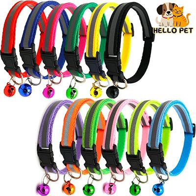 Vòng Cổ Phản Quang Cho Thú Cưng Có Chuông Khóa An Toàn Cho Chó Con Và Mèo Có Thể Điều Chỉnh 19-32cm Phụ Kiện Cổ