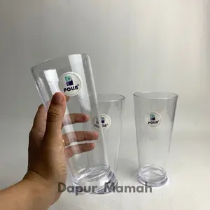 ( 6pcs )Gelas Mika Bening POLIN 400ml Tebal Kuat Anti Pecah Untuk Jus Kopi /Teh Minuman Dingin Panas