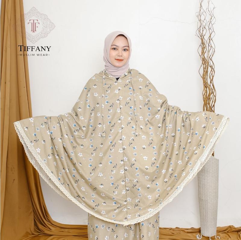 Product Introduction of Tiffany | Mukena Traveling Dewasa Mini Pouch Katun Motif Bunga 2in1 Muslim Panjang 2