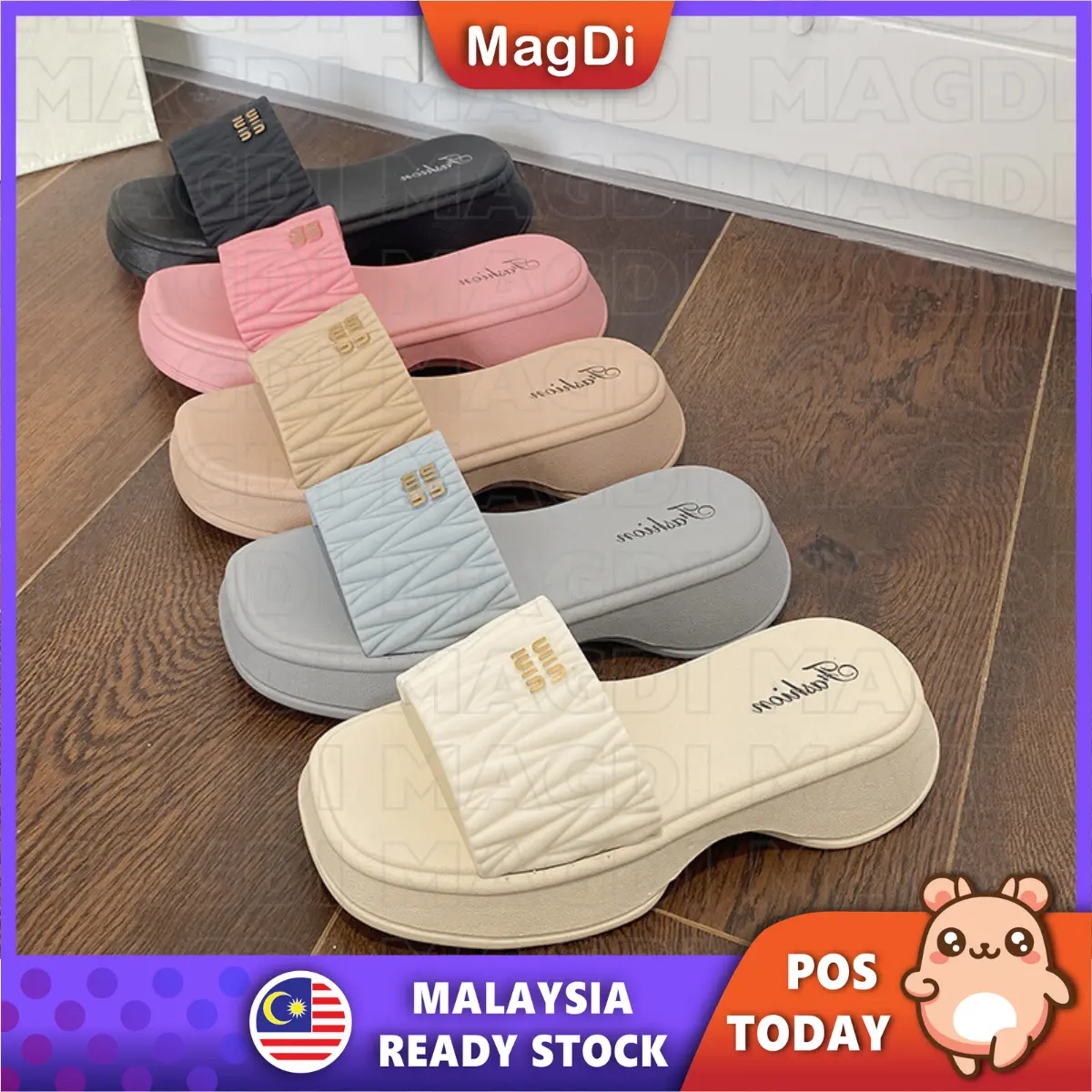 Magdi Sandal Women Thick Comfy Daily Summer Sandal Shoes Kasut Perempuan Sandal Mui Miu
