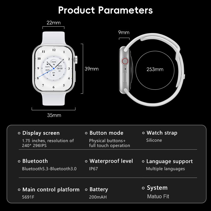 Leemix S10 Mini Smartwatch 1.75" AMOLED - Slim - BT Calling - Sport Mode & Health  Monitoring - Rich Application