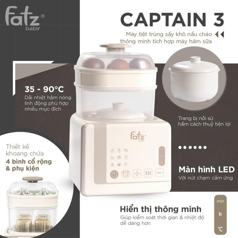 COD Máy tiệt trùng sấy khô thông minh tích hợp máy hâm sữa Fatz.baby Captain 1 - captain 2 - captain 3