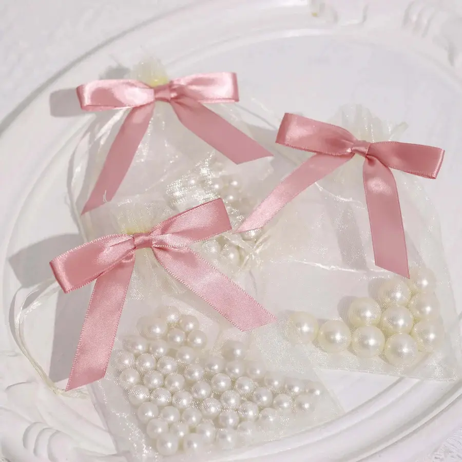 10/20pcs 3" Satin Ribbon Bows With Twist Ties, Gift Basket Party Favor Bags Decor - Dusty Rose Classic Style
