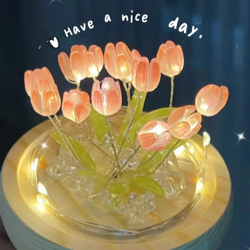 13 Tulip/Lampu Malam Diy Tulip/Dekorasi Buket Hadiah Ulang Tahun/Hadiah Hari Valentine/Lampu Hias Kamar Tidur Anak Perempuan Led Tulips 8