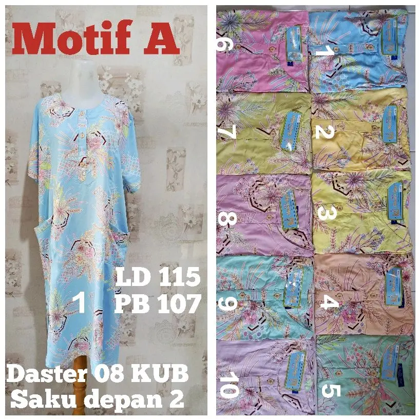 Daster Kencana Ungu 08 label Biru LD 120cm