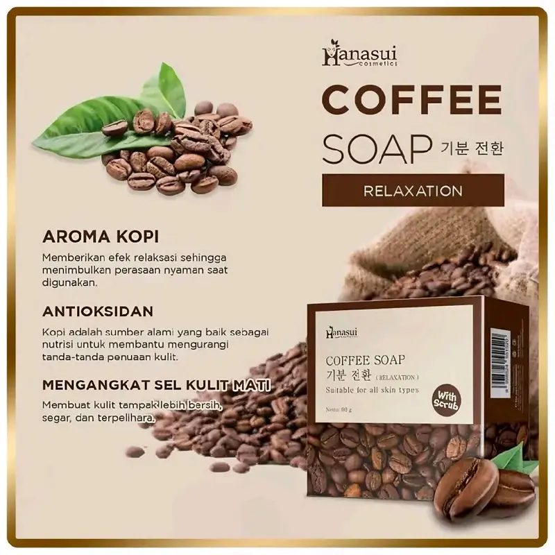 HANASUI Coffee Soap - White Rice - Bamboo Charcoal Scrub Membersihkan Perawatan 4