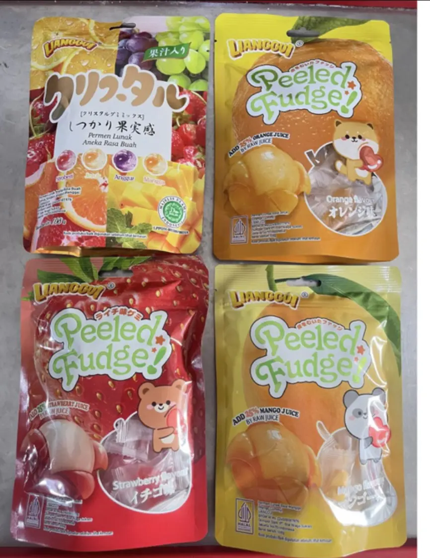 Lianggui Peeled Fudge 108g Permen Lunak Rasa Jeruk Strawberry Mangga