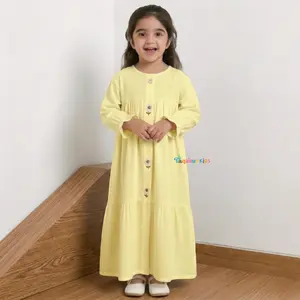 Melda Dress Baju Gamis Anak Perempuan Bahan Rayon Twill Motif Bordir Bunga Untuk Usia 2-11 Tahun Cantik Fashion
