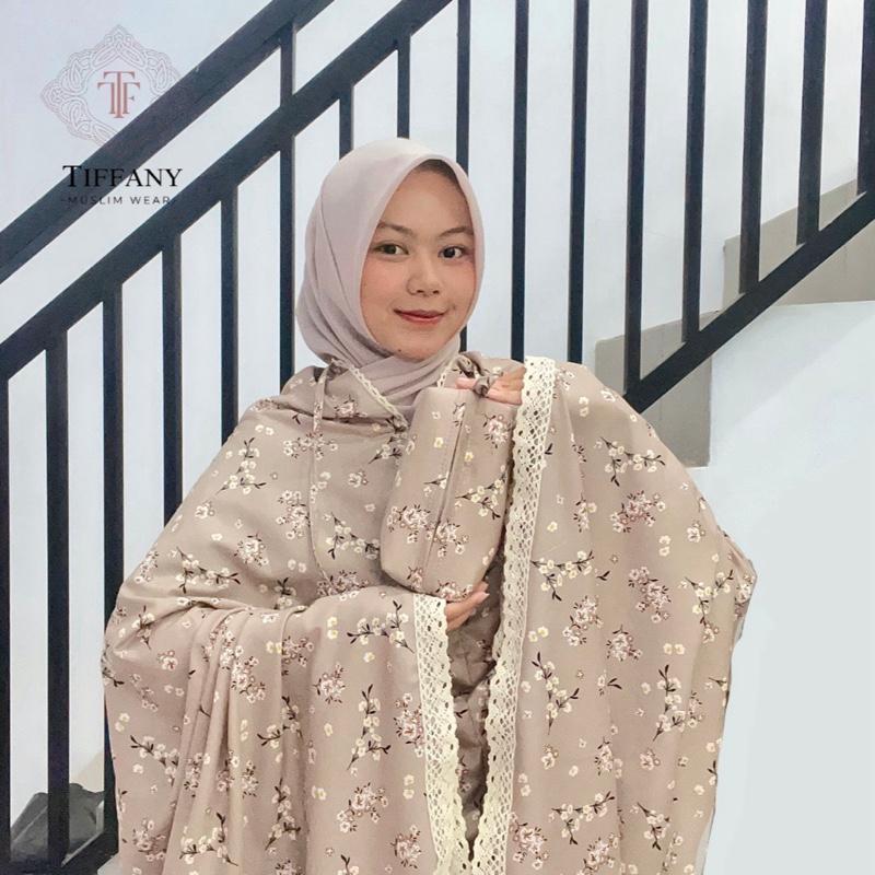 Tiffany | Mukena Traveling Dewasa Mini Pouch Katun Motif Bunga 2in1 Muslim Panjang 2