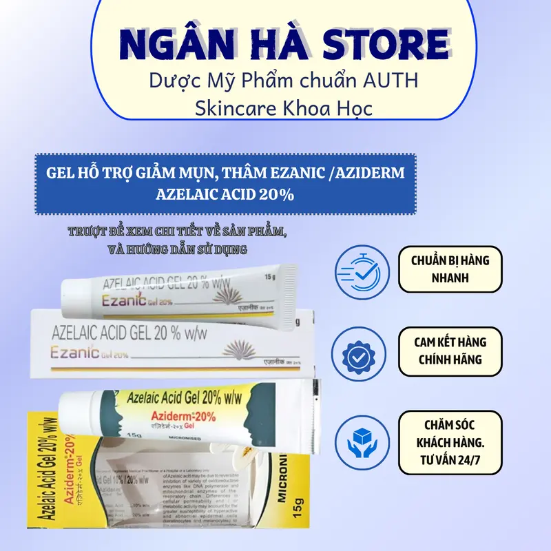 E.z.a.nic Gel Azelaic A.cid 20% giảm thâm, mụn 15g Gel chăm sóc da - Skincare Làm Đẹp Da 0