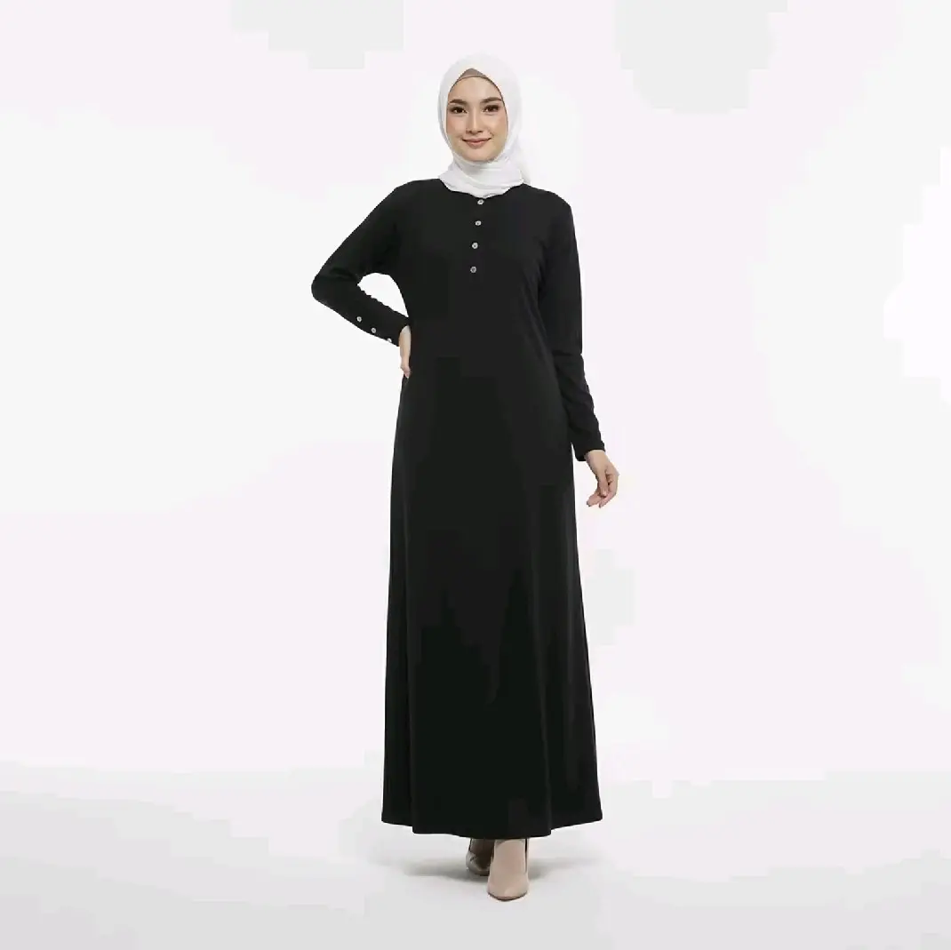 GAMIS KENIT POLOS HITAM