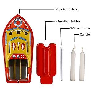 Product Introduction of Vintage STEAM Boat Pop Pop Candles Powered Put Put Ship Collectable Tin Toy Educational 17