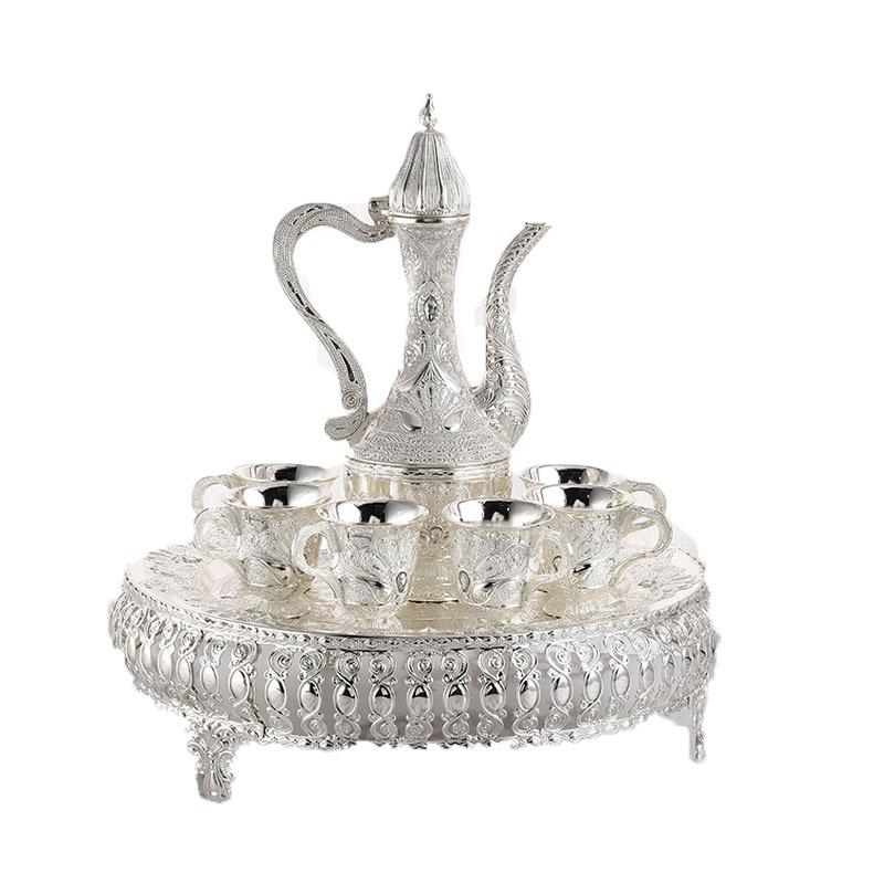 Product Introduction of 7PCS/Set Teko Arab Aladin Gold Warna Emas Ornament Set Gelas Anggur Kendi Tea 7