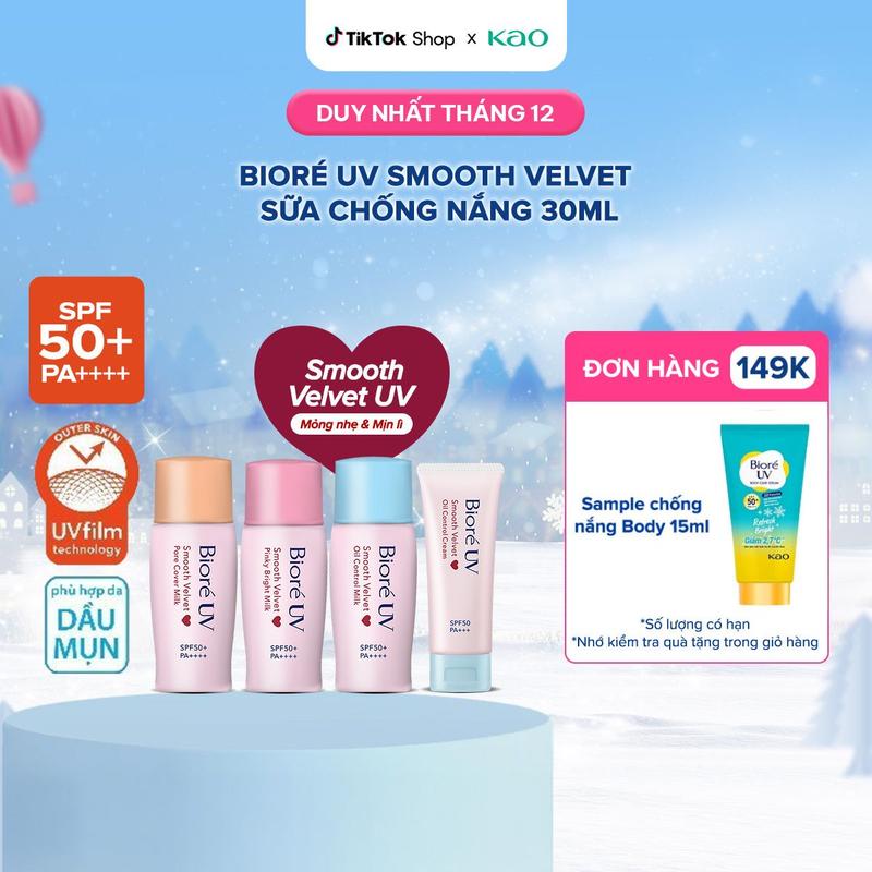 Livestream Biore Sữa Chống Nắng Màng Nhung Biore UV SPF50+ PA++++ 30ml 30g