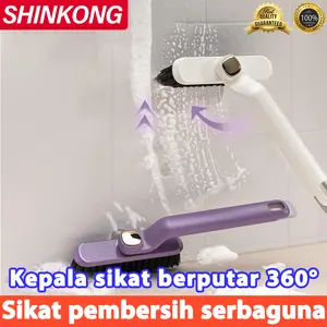 【Shin Kong】Sikat celah putar multifungsi  Desain gagang panjang 360°  Bulu keras pembersih kuat  Untuk kamar mandi/dapur/toilet/ celah lantai  Dilengkapi klip pembersih  Alat praktis bersihkan sudut rumah