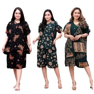 Setelan jumbo isi 3 Setelan murah Rayon busui kancing adem Wanita Celana Pendek