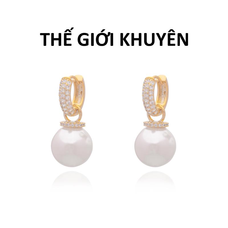 Bông Tai Đi Tiệc Bản To Đính Ngọc Trai Có Thể Tháo Ngọc Đeo 2 Kiểu Hoa Tai Cao Cấp Thế Giới Khuyên phụ kiện Mạ Vàng