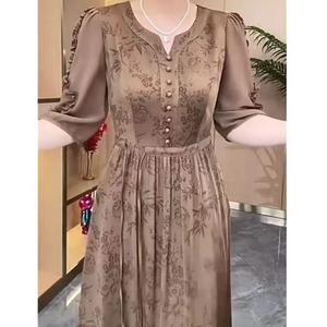 Internet celebrity filipinina modern short sleeve v neck women's dresses temperament plus size marangal mom dresses lady new style 2025 dress half sleeve