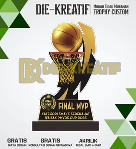 Trophy Basket/PialaBasket/Plakat Basket/Bahan Akrilik 3mm dan 6mm/Basket/Free Design Bebas/Bisa Customs