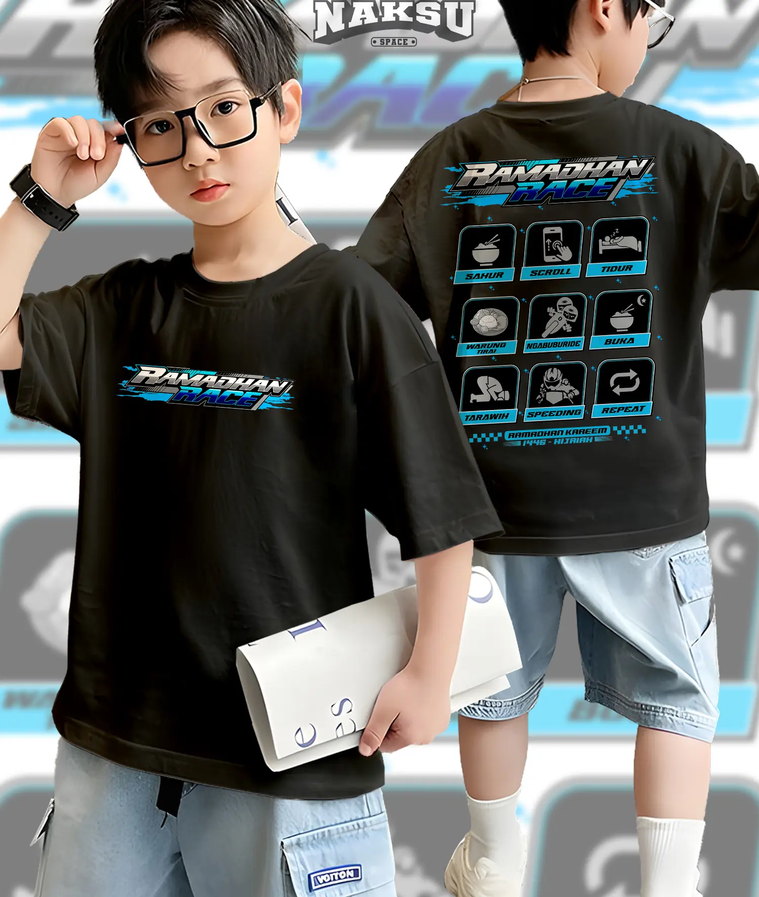 KAOS ANAK RAMADHAN RACE BAJU LEBARAN ANAK PUASA KAOS DISTRO ANAK