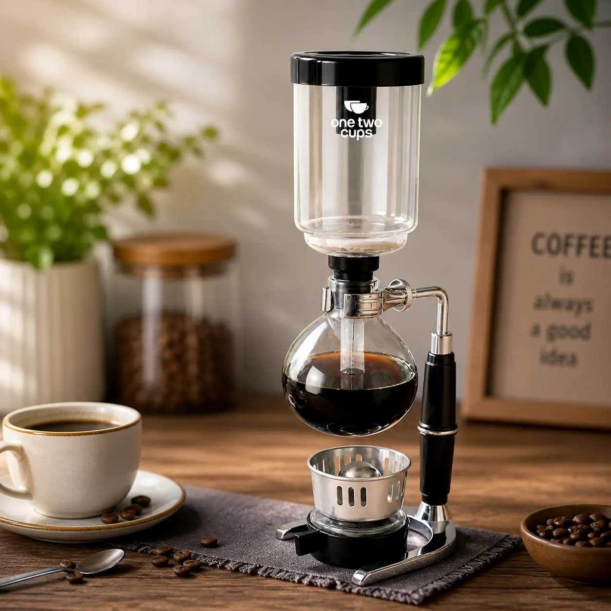 Syphon Coffee Maker Manual Brew Vacuum Pot 3 Cups 360ml Hitam JF33 One Two Cups