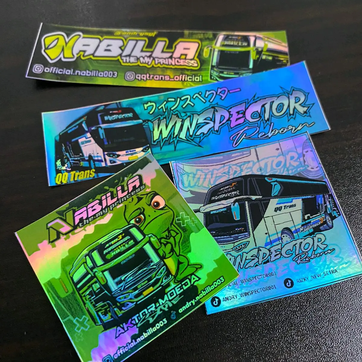 sticker bus QQ trans nabila dan winspactore asli unit dapat 4 pcs Stiker Paper Stationery