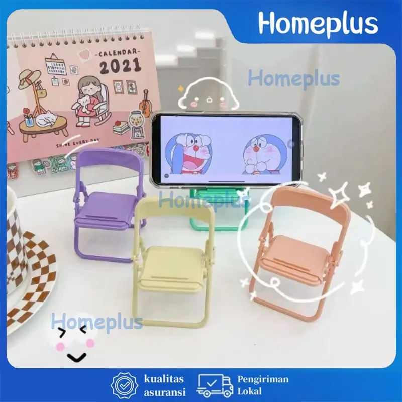 HomePlus Stand Kursi Macaron Holder Universal Dudukan Penyangga Handphone Model Bangku Mini Chair Folding Mobile Phone Stand Holder Hp Model Kursi 0