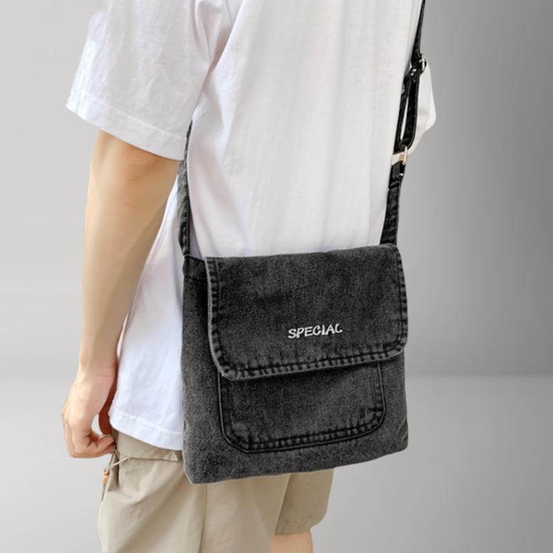 Túi Denim Đeo Chéo, Unisex, Túi Messenger Vải Bố, Thiết Kế Đơn Giản, Hợp Xu hướng Và Bền, Thích Hợp Cho Học Sinh, Năm 2025 3