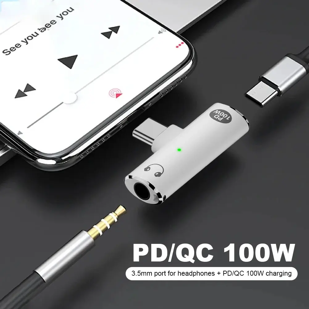 Masogi Mall - Splitter Audio Type C | Adapter AUX 3.5mm | Type C PD 100W
