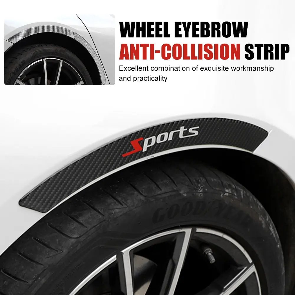 4Pcs Car Wheel Eyebrow Universal Self Adhesive  Sticker Protector Anti-Collision Strips Carbon Fiber  Flare Decor