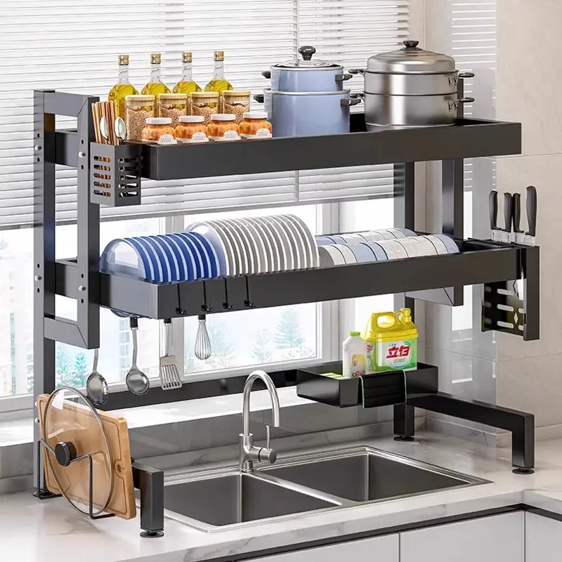 Adjustable Sink Dish Rak Rack Stainless Steel Dish Washing Sink Rack ...