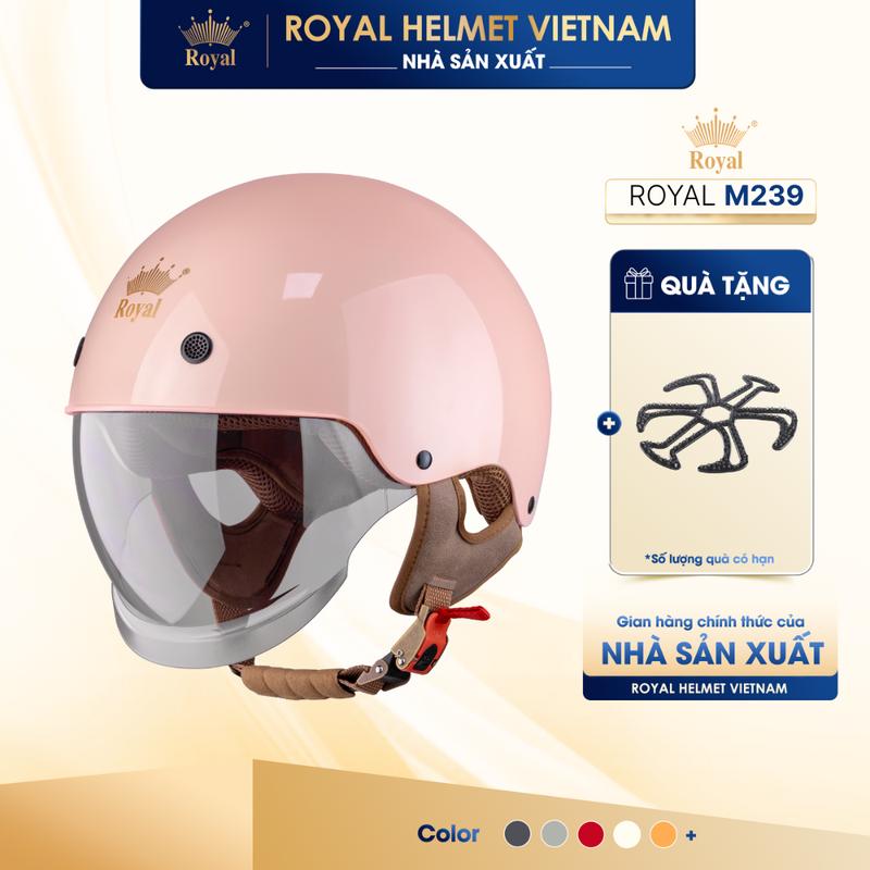 Mũ Bảo Hiểm royal M239 Trơn 1/2 Đầu có Kính Âm, nón Bảo Hiểm Cho Nam Nữ Đi Xe Máy, Nhiều Kích Cỡ | Trực tiếp từ NSX