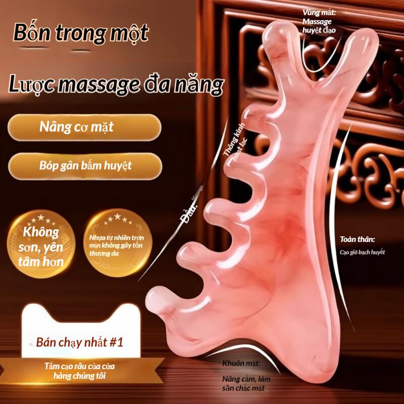 Lược Massage Đa Năng - Lược Dạng Miếng Ngọc Điểm Đầu Cá Heo Massage Da Đầu Kinh Lạc Bằng nhựa