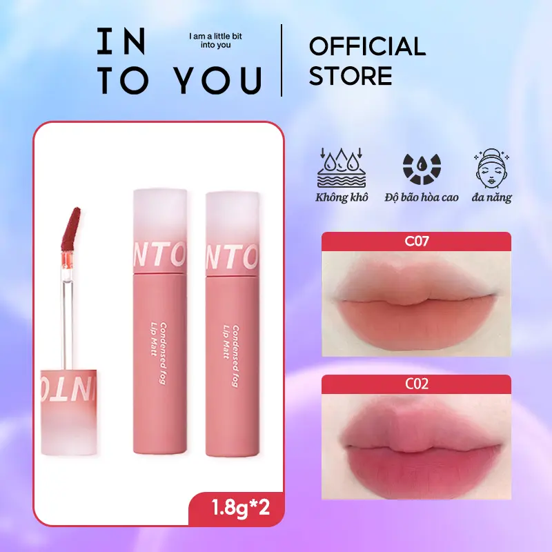 INTO YOU COMBO 3.2g x 2 Son môi dạng sương mù matte mềm mịn làm trắng Nữ Trang Điểm 0