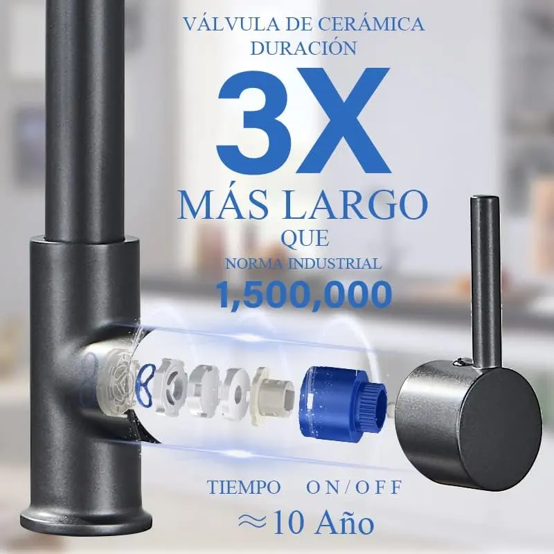 Llave Mezcladora Para Fregadero Cocina Negro Mate Monomando Retráctil Grifo Industrial Tarja Cuello Ganso Rociador Extraíble Moderna Elegante Alta Presión Cocina Integral Restaurante - Foto 3