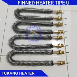 Finned Heater Tipe U Pemanas Udara panjang U 250 mm 220 Volt 200 Watt
