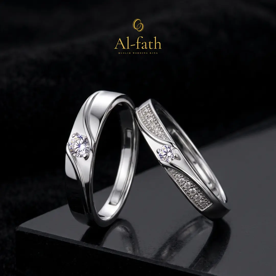 Cincin Kawin Perak Nikah Pasangan Palladium Platinum Emas No.280