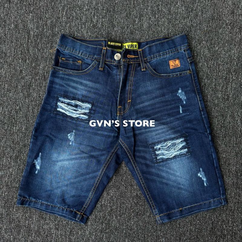 SiZE 28-33 [COD+GRATIS ONGKIR]Celana pendek Black viper terbaru motif catur slimfit denim distro santay starboy Jeans Tebal Lembut Stretch Pria Cowok Santai  Keren denim outfit 5