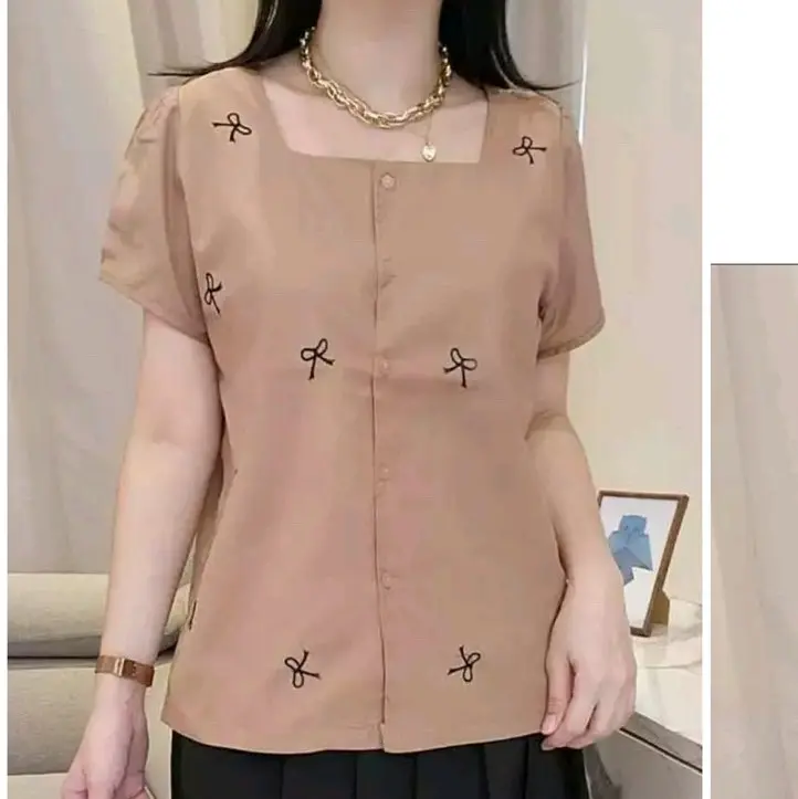 MC 2403 ATASAN LEHER KOTAK MOTIF PITA KANCING BAHAN COTTON POPLIN PREMIUM 7