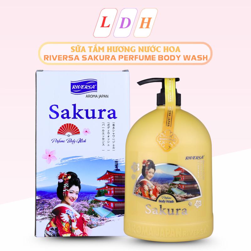  Sữa Tắm Riversa Sakura Perfume Body Wash 1200ml - Dưỡng Ẩm Trắng Da Hương Nước Hoa Thơm Lâu Tinh Chất Thiên Nhiên Vitamin & Khoáng Chất 